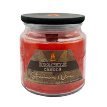 Load image into Gallery viewer, Krackle Candle | Strawberry Wine | 16 oz Scented Candle with Natural Crackling Wooden Wick | Poured in The USA | Fruity Strawberry & Summer Berry Fragrance