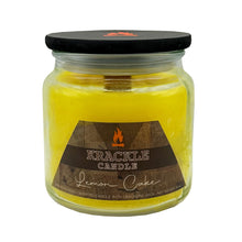 Load image into Gallery viewer, Krackle Candle | Lemon Cake | 16 oz Scented Candle with Natural Crackling Wooden Wick | Poured in The USA | Lemon, Banana & Vanilla Cream Fragrance