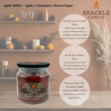 Load image into Gallery viewer, Krackle Candle | Apple Skillet | 16 oz Scented Candle with Natural Crackling Wooden Wick | Poured in The USA | Apple, Cinnamon, Nutmeg & Brown Sugar