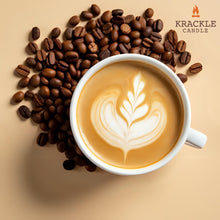 Load image into Gallery viewer, Krackle Candle | Vanilla Coffee | 16 oz Scented Candle with Natural Crackling Wooden Wick | Poured in The USA | Dark Roast Coffee & Vanilla Cream Fragrance