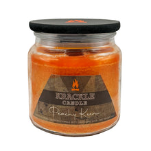 Load image into Gallery viewer, Krackle Candle | Peachy Keen | 16 oz Scented Candle with Natural Crackling Wooden Wick | Poured in The USA | Peach, Brown Sugar &amp; Cinnamon Fragrance
