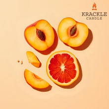 Load image into Gallery viewer, Krackle Candle | Spring Break | 16 oz Scented Candle with Natural Crackling Wooden Wick | Poured in The USA | Nectarine, Apricot &amp; Blood Orange Fragrance
