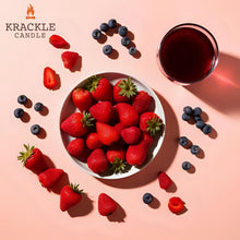 Load image into Gallery viewer, Krackle Candle | Strawberry Wine | 16 oz Scented Candle with Natural Crackling Wooden Wick | Poured in The USA | Fruity Strawberry &amp; Summer Berry Fragrance
