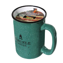 Load image into Gallery viewer, Krackle Candles | Cabin Scents | 12 oz Scented Candle Mug with Natural Crackling Wooden Wick | USA-Poured | Reusable Coffee Mug | Spicy Pine &amp; Outdoors Fragrance
